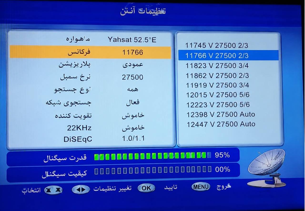 قدرت سیگنال بالا اما کیفیت صفر؛ بشقاب روی نقطهی درست نیست